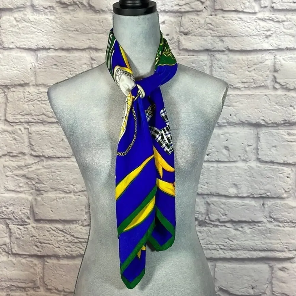 Vintage Alfred Sung silk clock scarf